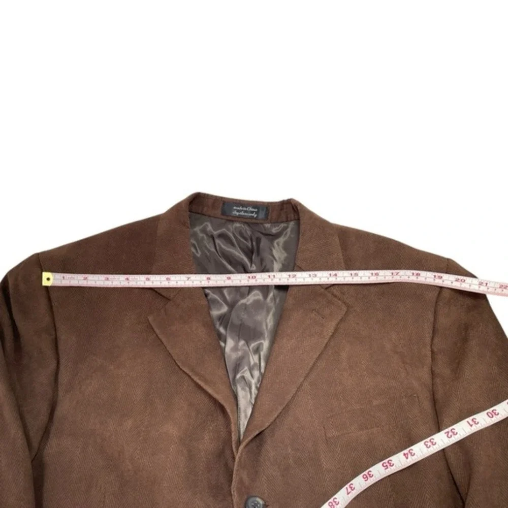 S&K Andrew Fezza 44 Brown Herringbone Blazer Sport Coat Dark Academia Professor